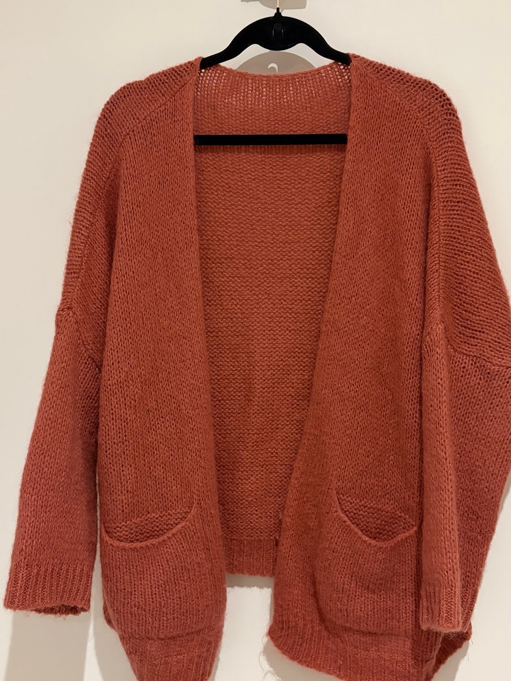 Open-Front Rust Knit Women's Sweater Cardigan